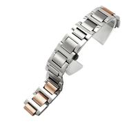 ROUREOX 316L Acier Inoxydable Bracelet Montre, Extrémité Convexe, Métal Solide Bracelet Montre Remplacement pour Ballon Bleu de Cartier-Silber Rose Gold 11x18MM