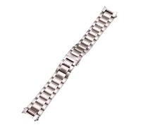 ROUREOX 5 Perles Acier Inoxydable Bracelet Solide, Double Presse Boucle Papillon Métal Solide Montre Accessoire pour Longines Master L2L4-Argent 19MM