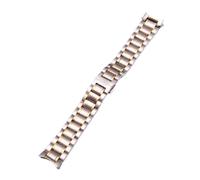 ROUREOX 5 Perles Acier Inoxydable Bracelet Solide, Double Presse Boucle Papillon Métal Solide Montre Accessoire pour Longines Master L2L4-Argent Or 19MM