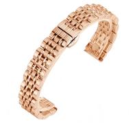 ROUREOX 7 Perles Chaîne Montre Acier Inoxydable, Femmes Bracelet Métal Mince, Fermeture Papillon Accessoire-Or Rose 14MM pour Armani AR1926/1925/1909/1956/11244 Starry