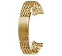 ROUREOX 9-Perles Acier Inoxydable Bracelet Montre Remplacement, Bracelet Montre Métal Solide, Extrémité Courbe pour Omega De Ville 424/Vintage Seamaster-Or 18MM
