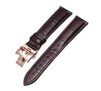 ROUREOX Artisanal Bracelet Montre Cuir Authentique Fermoir Papillon Réglable Bracelet Montre Cuir Souple pour VACHERON CONSTANTIN METIERS d'art FIFTYSIX Series-Marron + Or Rose 20mm