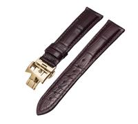 ROUREOX Artisanal Bracelet Montre Cuir Authentique Fermoir Papillon Réglable Bracelet Montre Cuir Souple pour VACHERON CONSTANTIN METIERS d'art FIFTYSIX Series-Marron + Or 19mm