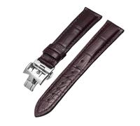 ROUREOX Artisanal Bracelet Montre Cuir Authentique Fermoir Papillon Réglable Bracelet Montre Cuir Souple pour VACHERON CONSTANTIN METIERS d'art FIFTYSIX Series-Marron + Argent 20mm