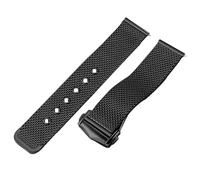 ROUREOX Bande Acier Tissée Métallique, Extrémité Droite, Hommes Acier Inoxydable Bracelet Montre Remplacement pour Omega Seamaster 300 007 Edition-Noir 20MM