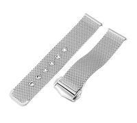 ROUREOX Bande Acier Tissée Métallique, Extrémité Droite, Hommes Acier Inoxydable Bracelet Montre Remplacement pour Omega Seamaster 300 007 Edition-Argent 20MM
