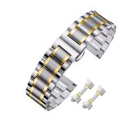 ROUREOX Bande Métal Bracelet de Montre Acier INOX 14mm 16mm 18mm Fermoir Papillon Sangle Remplacement pour Longines Master Collection - Argent + Or 12mm