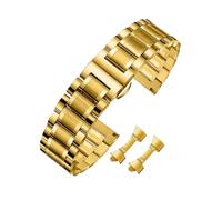ROUREOX Bande Métal Bracelet de Montre Acier INOX 14mm 16mm 18mm Fermoir Papillon Sangle Remplacement pour Longines Master Collection - Doré 12mm