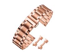 ROUREOX Bande Métal Bracelet de Montre Acier INOX 14mm 16mm 18mm Fermoir Papillon Sangle Remplacement pour Longines Master Collection - Or Rose 12mm