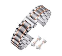 ROUREOX Bande Métal Bracelet de Montre Acier INOX 14mm 16mm 18mm Fermoir Papillon Sangle Remplacement pour Longines Master Collection - Argent + Rose 12mm