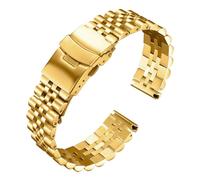 ROUREOX Bande Métal Universelle Cinq Rangs Bracelet de Montre Acier INOX Double Fermoir Sangle Remplacement pour Rolex Oyster Perpetual Datejust - Doré 19mm