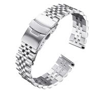 ROUREOX Bande Métal Universelle Cinq Rangs Bracelet de Montre Acier INOX Double Fermoir Sangle Remplacement pour Rolex Oyster Perpetual Datejust - Argenté 18mm