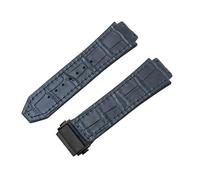 ROUREOX Bandes de Montre Cuir Caoutchouc Motif Bambou Fermoir Pliant en Métal Bracelets de Montre de Remplacement pour HUBLOT Big Bang