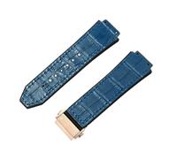 ROUREOX Bandes de Montre Cuir Caoutchouc Motif Bambou Fermoir Pliant en Métal Bracelets de Montre de Remplacement pour HUBLOT Big Bang