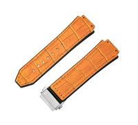 ROUREOX Bandes de Montre Cuir Caoutchouc Motif Bambou Fermoir Pliant en Métal Bracelets de Montre de Remplacement pour HUBLOT Big Bang