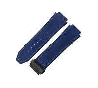 ROUREOX Bandes de Montre Cuir Mat Caoutchouc Fermoir Pliant en Acier Inoxydable Bracelets de Montre de Remplacement pour HUBLOT Big Bang-Bleu Ciel + Noir