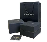 ROUREOX Boîte Montre Bois Laqué Noir Emplacement Unique Organisateur Cadeau Set Sac Manuel 14cm pour Richard Mille RM 055