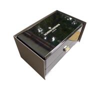 ROUREOX Boîte Montre Bois Rayures Rouge Foncé Emplacement Unique Finition Laqué Haute Brillance Rangement 20cm pour Vacheron Constantin Overseas