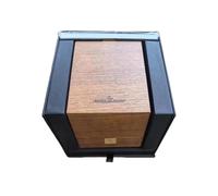 ROUREOX Boîte Montre Finition Mate Aspect Bois Naturel Coussin Gris Grille Unique Coffre Rangement Homme pour JLC Master Control