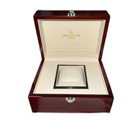 ROUREOX Boîte Montre Homme Étui Rangement Grain Bois Mahagoni Finition Brillante Dessus Décoratif Protection pour PP Nautilus