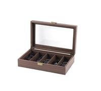 ROUREOX Boîte Présentation Montre Marron Vintage Set Organisateur Collection Doublure Douce Étui Protecteur Housse Rangement pour Rolex/Omega/Cartier - G35*21 * 8cm