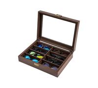 ROUREOX Boîte Présentation Montre Marron Vintage Set Organisateur Collection Doublure Douce Étui Protecteur Housse Rangement pour Rolex/Omega/Cartier - I34*25 * 9cm