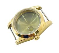 ROUREOX Boîtier Montre 36 mm Lunette Lisse Verre Saphir PVD Or Noir Compatible avec Mouvements PT5000 ST2130 SW200 pour Rolex Explorer/Datejust - B3