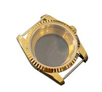 ROUREOX Boîtier Montre 36mm PVD Or Lunette Cannelée NH35 NH36, Saphir Loupe Cyclope, Pièces Mod pour Rolex Oyster Perpetual/Datejust - B2