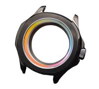 ROUREOX Boîtier Montre Acier INOX 39.5mm Lunette Fixe Verre Saphir Rehaut Anneau Chapitre NH35 NH70 Mécanisme DIY Réparation pour Pilot Mod/Smooth Bezel Diver-14 39.5MM