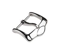 ROUREOX Boucle Ardillon Polie 12mm-22mm - Fermoir Montre Acier Courbé, Attache Classique Brillante - Accessoires Bracelet Cuir-Argenté 18mm
