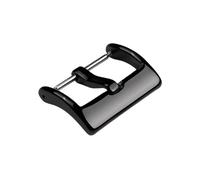 ROUREOX Boucle de Montre en Acier Inoxydable - Fermoir Ardillon Brossé avec Langue Plate de 3mm de Large - pour Bracelets Cuir Épais à Gros Trous pour Casio-Noir Brillant 18mm