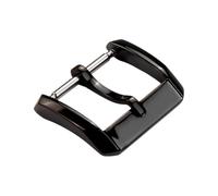 ROUREOX Boucle de Montre en Acier Inoxydable - Fermoir Ardillon Carré Poli avec Langue Plate pour Bracelet Cuir - Universel-Noir 20mm