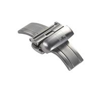 ROUREOX Boucle Déployante Montre Acier Inoxydable Brossé Fermoir Papillon Double Poussoir Remplacement Bracelet Cuir pour Tissot-Argenté 22mm