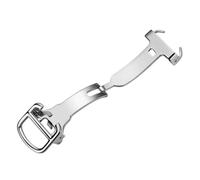 ROUREOX Boucle Déployante Papillon Fermoir Montre Attache Double Pli Poli Remplacement Bracelet Cuir Accessoire pour Cartier Ballon Bleu-Argenté 16mm