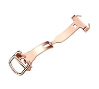 ROUREOX Boucle Déployante Papillon Fermoir Montre Attache Double Pli Poli Remplacement Bracelet Cuir Accessoire pour Cartier Ballon Bleu-Or Rose 18mm