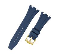 ROUREOX Bracelet Caoutchouc 26mm avec Boucle Métallique pour G-Shock GA-2100 Series/AP 3rd-Boucle Bleue + Or