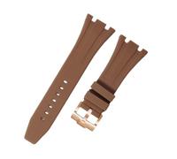 ROUREOX Bracelet Caoutchouc 26mm avec Boucle Métallique pour G-Shock GA-2100 Series/AP 3rd-Boucle en Or Brun + Rose