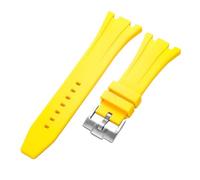 ROUREOX Bracelet Caoutchouc 26mm avec Boucle Métallique pour G-Shock GA-2100 Series/AP 3rd-Boucle Jaune + Argent