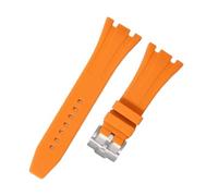 ROUREOX Bracelet Caoutchouc 26mm avec Boucle Métallique pour G-Shock GA-2100 Series/AP 3rd-Boucle Orange + Argent