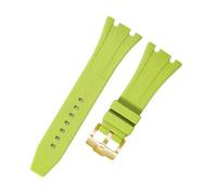 ROUREOX Bracelet Caoutchouc 26mm avec Boucle Métallique pour G-Shock GA-2100 Series/AP 3rd-Boucle Vert + Or