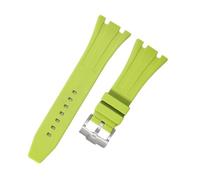 ROUREOX Bracelet Caoutchouc 26mm avec Boucle Métallique pour G-Shock GA-2100 Series/AP 3rd-Boucle Verte + Argent