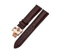 ROUREOX Bracelet Cuir Authentique Bracelet Montre Fermoir Papillon Ajustable Cuir Souple Accessoires Réparation pour VACHERON CONSTANTIN METIERS d'art FIFTYSIX Series-Marron + Or Rose 24mm