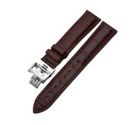 ROUREOX Bracelet Cuir Authentique Bracelet Montre Fermoir Papillon Ajustable Cuir Souple Accessoires Réparation pour VACHERON CONSTANTIN METIERS d'art FIFTYSIX Series-Marron + Argent 19mm