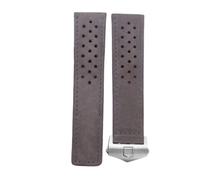 ROUREOX Bracelet Cuir Authentique Homme Bracelet Montre Fermoir Déployant Ajustable Cuir Souple Accessoires Réparation pour TAG HEUER Carrera AQUARACER Series-Gris + Argent 22mm