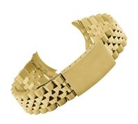 ROUREOX Bracelet de Montre Acier INOX Rétro 13mm 19mm 20mm Bande Métal Cinq Maillons Sangle Remplacement pour Rolex Oyster Perpetual Datejust - Or 21mm