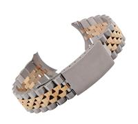 ROUREOX Bracelet de Montre Acier INOX Rétro 13mm 19mm 20mm Bande Métal Cinq Maillons Sangle Remplacement pour Rolex Oyster Perpetual Datejust - Argent + Or 17mm