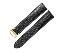ROUREOX Bracelet de Montre Brassard de Montre Cuir Véritable Fermoir Papillon en Acier Inoxydable de Remplacement 16mm pour Cartier Ballon Bleu Collection-Noir + Or