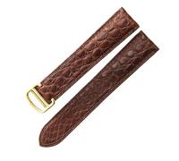 ROUREOX Bracelet de Montre Brassard de Montre Cuir Véritable Fermoir Papillon en Acier Inoxydable de Remplacement 17mm pour Cartier Ballon Bleu Collection-Marron + Or
