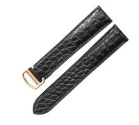 ROUREOX Bracelet de Montre Brassard de Montre Cuir Véritable Fermoir Papillon en Acier Inoxydable de Remplacement 16mm pour Cartier Ballon Bleu Collection-Noir + Or Rose