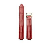 ROUREOX Bracelet de Montre de Remplacement, Sangle en Cuir Grain Fin avec Boucle Incurvée Polie pour Cartier Ballon Bleu & Tank Series-Rouge + Or 22mm